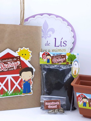 Kit plantação com sacola fazendinha lembrancinha