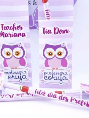 Lápis personalizado dia dos professores com envelope