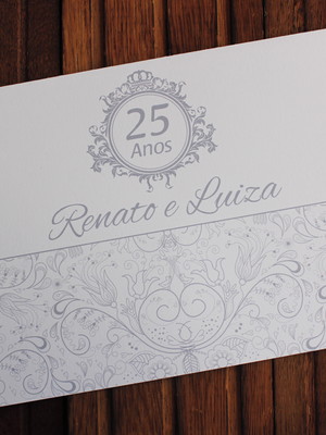 Convite bodas de prata - casamento - prata barato 25 anos