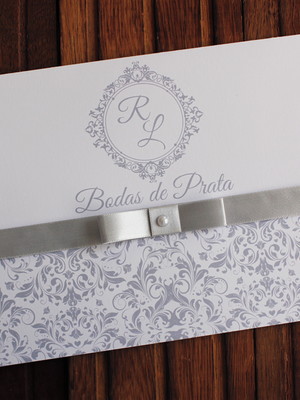 Convite bodas de prata - casamento - prata barato 25 anos