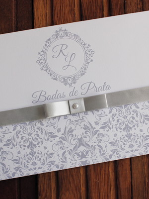 Convite bodas de prata - casamento - prata barato 25 anos