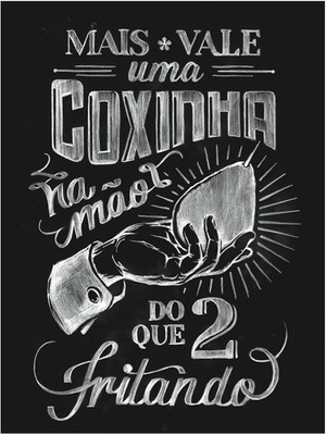 Quadro decorativo coxinha na mão