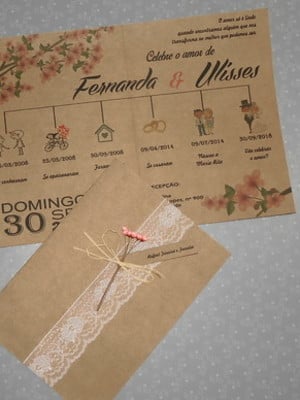 Convite rustico com renda