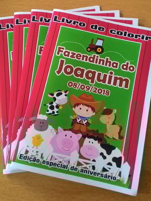 Livro de colorir personalizado - 16 páginas - fazendinha