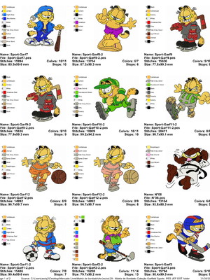 Matriz de bordado coleção garfield sports pes jef dst