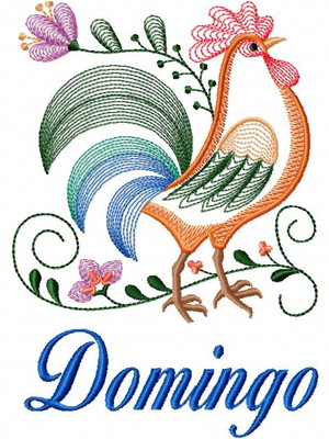 Matriz de bordado semaninha galinhas pano de prato
