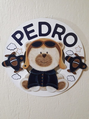 Guirlanda mdf urso aviador para decoração de bebê