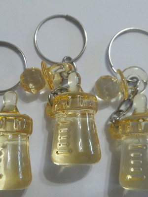 25 chaveiro duplo mamadeira + chupeta com tag personalizada