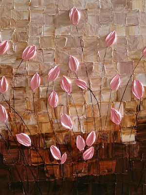 Pintura em tela quadro tulipas rosa perfeito
