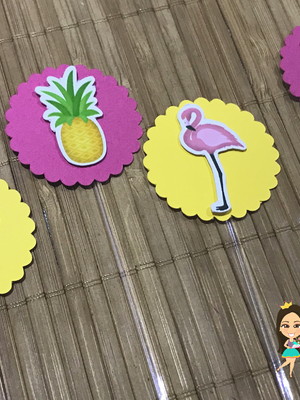 Topper flamingo e abacaxi