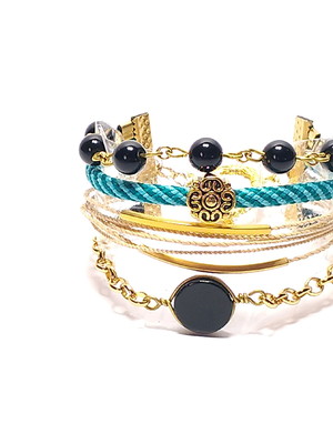 Pulseira ônix 8 pedras | santa palha