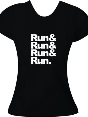 Camiseta com frase de corrida run& run feminina