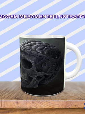 Caneca caveira crânio com cérebro