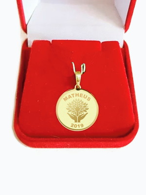 Pingente ouro 18 quilates agroecologia e nome pg27 formatura