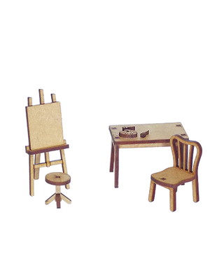 Kit miniaturas ateliê de pintura com 6 peças