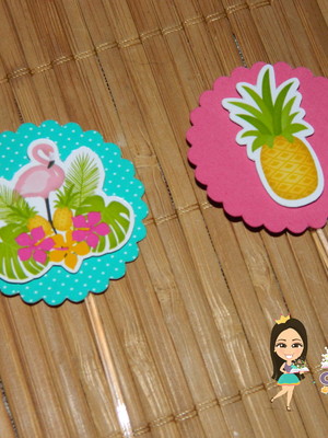 Topper flamingo e abacaxi