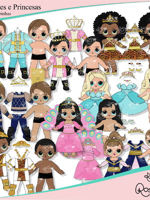 Cliparts príncipes e princesas troca roupinhas