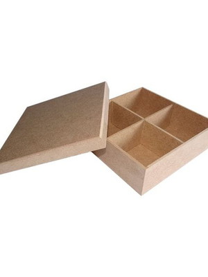 Caixa para bombons com divisórias em mdf cru (15x15x5)