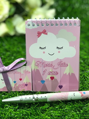 Bloquinho com caneta personalizado nuvem