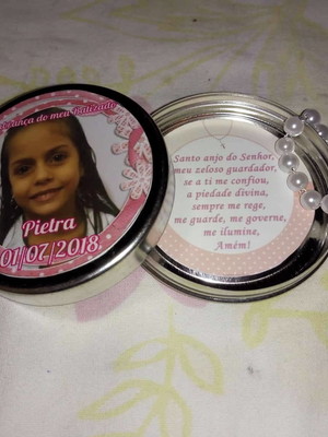 Latinha com mini terço - com foto