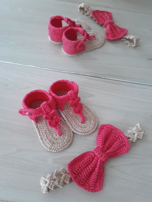 Conjunto de sandália em crochê
