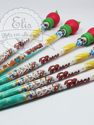 Kit 10 ponteiras + lápis - branca de neve