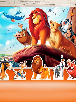 Kit festa prata painel + display o rei leão simba