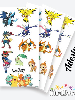 Cartela de adesivos pokemon