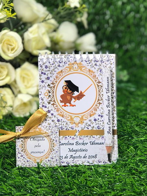 Bloquinho com mini lápis personalizado formatura magistétio