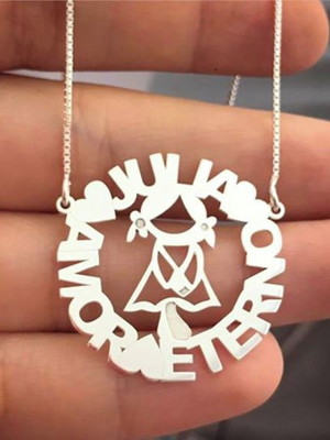 Colar mandala de filhos simples com nomes personalizados