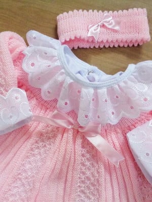 Vestido com calça e tiara + body golinha bordado ingles