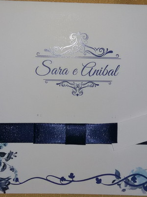 Convite casamento arabescos azuis