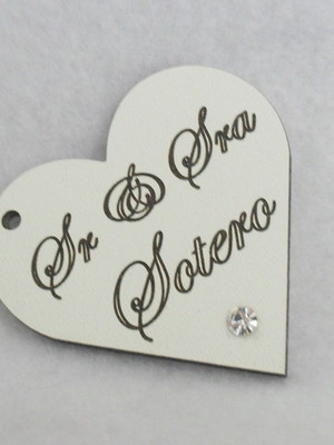 15 tags de coração em mdf branco