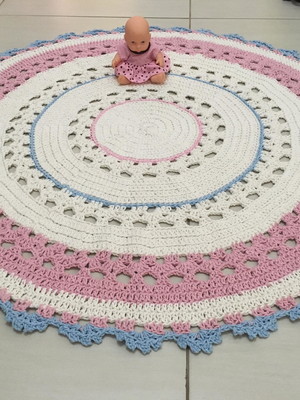 #7 lindo tapete infantil crochê cores