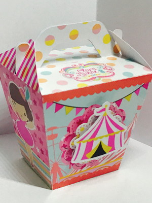 Caixa sushi com alça 3d circo rosa