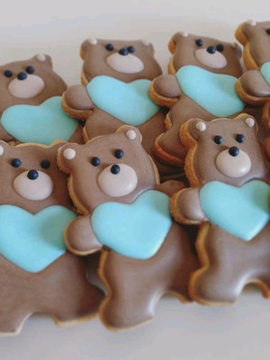 Biscoitos amanteigados decorados ursinhos