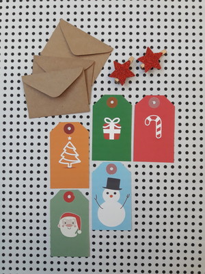 Kit mini envelope + tag + mini pregador