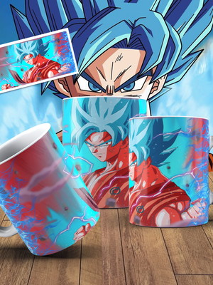 Caneca dragon ball goku super sayajin blue caneca anime geek