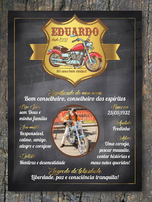 Chalkboard adulto motociclista impresso 50 x 68 cm