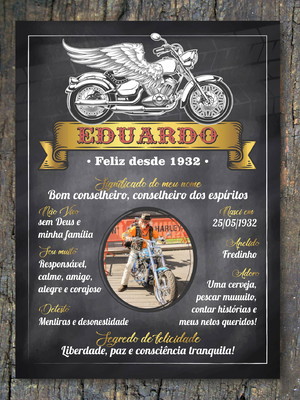 Chalkboard adulto motociclista impresso 50 x 68 cm