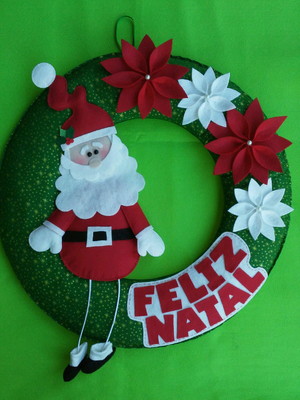Guirlanda papai noel com pernas de corda