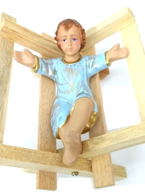 Imagem menino jesus com manjedoura gesso 16cm