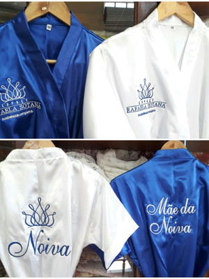 Robe de cetim com logomarca bordado frente e costas