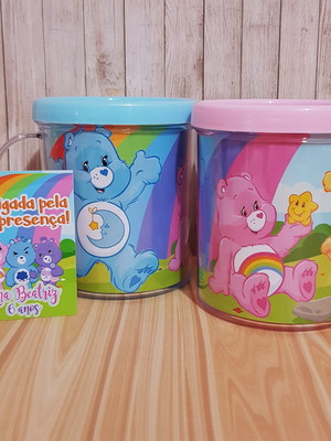 Caneca acrílica + tag + embalagem ursinhos carinhosos