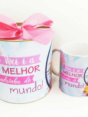 Convite padrinho de batismo caneca e lata