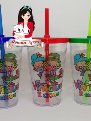 Copo com canudo 500ml patati patatá