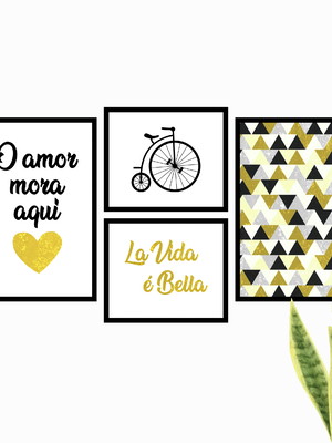 Quadros abstratos com frases