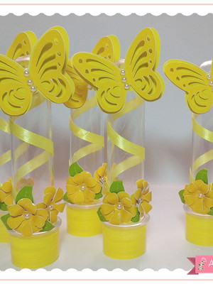 Tubete 13 cm com aplique 3d - borboleta