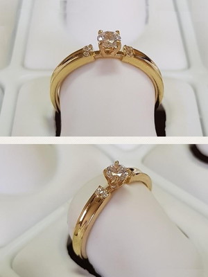 Anel ouro ouro c /aro quadrado com pedras de zircônia