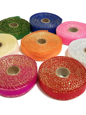 Kit 5 rolos fita tnt 2cm com fio metalizado 10m cada